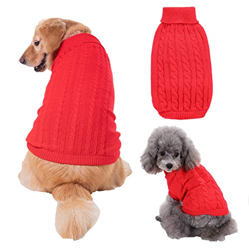 suxuMhao Hundebekleidung für Hunde, weich, dick, warm, Winter, Welpenpullover für Hunde, Rot, Größe M suxuMhao Hundebekleidung für Hunde, weich, dick, warm, Winter, Welpenpullover für Hunde, Rot, Größe M von SUXUMHAO