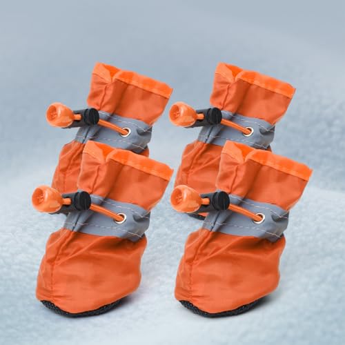 suxuMhao Hundestiefel, Pfotenschutz, rutschfeste Winter-Hundeschuhe mit reflektierenden Riemen, für kleine und mittelgroße Hunde, Größe 1, 4 Stück, Orange von SUXUMHAO