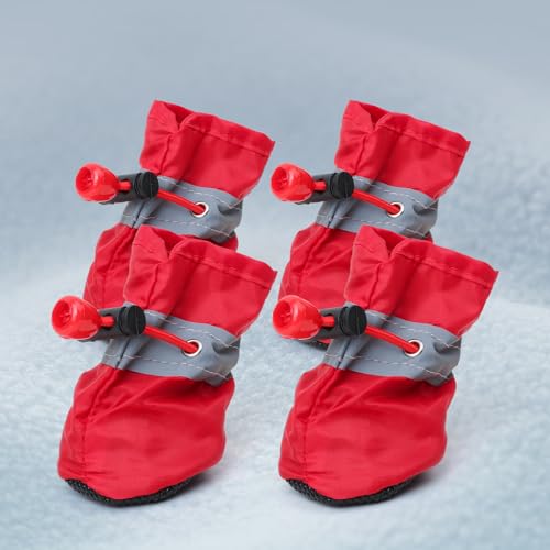 suxuMhao Hundestiefel, Pfotenschutz, rutschfeste Winter-Hundeschuhe mit reflektierenden Riemen, für kleine und mittelgroße Hunde, Größe 2, 4 Stück, Rot suxuMhao Hundestiefel, Pfotenschutz, rutschfeste Winter-Hundeschuhe mit reflektierenden Riemen, für kleine und mittelgroße Hunde, Größe 2, 4 Stück, Rot von SUXUMHAO