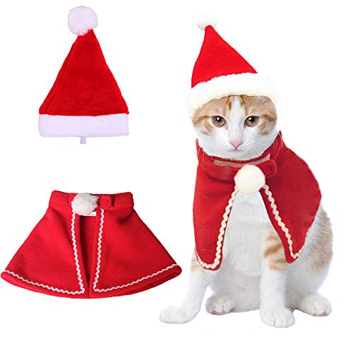 suxuMhao Katzen-Weihnachtskostüm, Weihnachtsmannmütze mit Schal, Outfit für Welpen, Kätzchen, Weihnachtsfeier, Kostüm, Zubehör, Größe L suxuMhao Katzen-Weihnachtskostüm, Weihnachtsmannmütze mit Schal, Outfit für Welpen, Kätzchen, Weihnachtsfeier, Kostüm, Zubehör, Größe L von SUXUMHAO