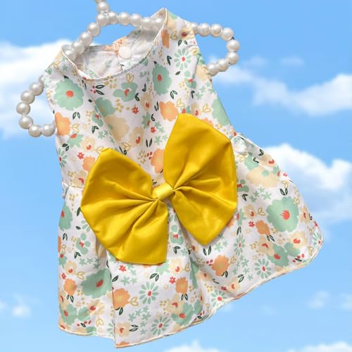 suxuMhao Süßes Hundekleid, süßes Prinzessinnenkleid, Katzenkleid, Hunderock für kleine Mädchen (gelbe fragmentierte Blumen, Größe XL) von SUXUMHAO