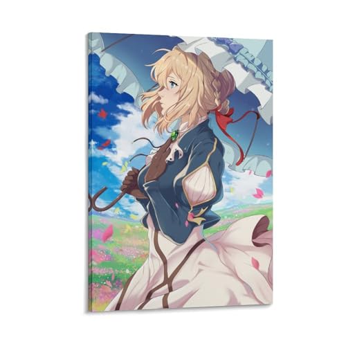 SUYEKON Japanisches Anime-Poster, Motiv: Violet Evergarden, Motiv: Blumen, Leinwand, Wandkunstdruck, Poster, Foto, Gemälde, Poster, Raumdekoration, 50 x 75 cm von SUYEKON