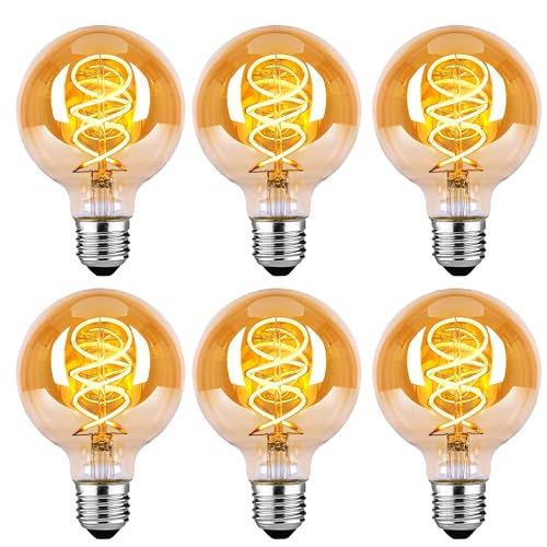 SUYGUAR Edison Vintage Glühbirne Dimmbar, E27 Vintage 4W LED Warmweiß Flimmerfrei Beleuchtung,Retro LED Lampe Dekorative Leuchtmittel im Haus Café Bar 6 Stück von SUYGUAR