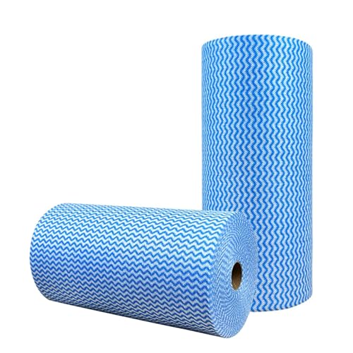 SUZZYVINE 2 Rollen Wischtücher auf Rolle mit je 50 Wischtüchern,Wiederverwendbare Reinigungstücher,Putztücher auf Rolle, weich und schnell trocknend, kann wiederholt verwendet Werden. (blau) von SUZZYVINE