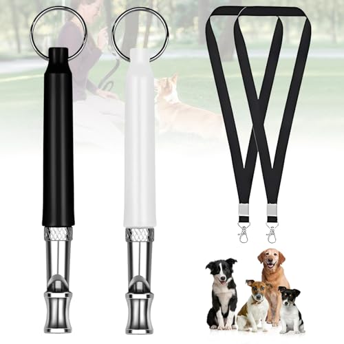 SUpoetry 2 Stück Ultraschall Hundepfeife, Lautstärke Regulierbare Hundepfeife Aus Metall, Hilfsmittel Pfeife Hund Rückruf, Hochfrequenz Hundepfeife für Hundeerziehung Aller Rassen (mit Lanyard) von SUpoetry