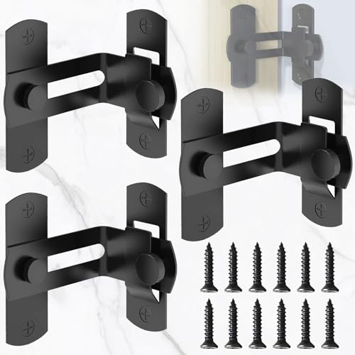 SUpoetry 3 Stück Scheunentor Rechtwinkliges Schloss, Schwarz Flip Latch, 90-Grad-Flip- Latch mit Fester, Türriegel Edelstahl für Türen, Fenster, Gärten, Badezimmer, Schrank(mit 12 Schrauben) von SUpoetry