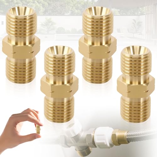 SUpoetry 4 Stück Verbinder für G-asschlauch Messing, Gasschlauch Verbinder Grösse 1/4'' Lks, Gasschlauch Adapter Doppelnippel 1/4 Zollz für Gaskocher, Campingkocher, Hockerkocher(DN8) von SUpoetry