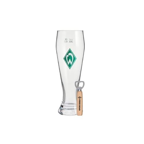 SV Werder Bremen Weizenbierglas Werder 0,5l und Holzflaschenöffner Raute Werder Fanartikel, SVW4012W2ZZZ von SV Werder Bremen