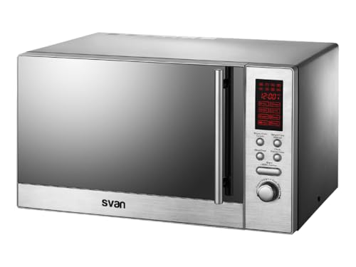 Svan Mikrowelle mit Grill, Edelstahl, 23 Liter, SVMW823GDX, 800 W, Grill 1000 W, 8 Programme, Auftaumodus, Innenbeschichtung, einfache Reinigung, Timer 95 min. von SVAN