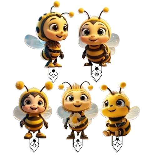 SVCEQZE Dekorative Gartenstäbe | 2D Acryl Kleine Bienenstäbe für Blumentopf,Schmuck Für Draussen Niedliche Zierde Für Blumentöpfe Rasen Terrasse Wege von SVCEQZE