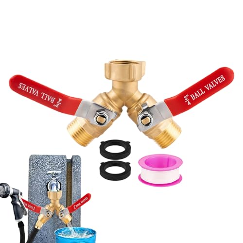 SVCEQZE Gartenschlauch Verteiler - Zweifach Wasserhahn Adapter Für Außenbereich | Messing Außenwasserhahn Für Garten Gewächshaus Wohnmobile Autowäsche von SVCEQZE