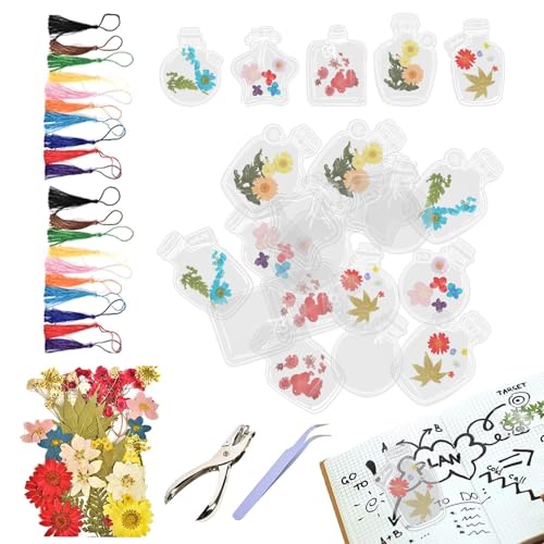 SVCEQZE Gepresste Blumen Lesezeichen | Handgemachte transparente Lesezeichen für Trockenblumen,Handgemachte Bastelartikel Für Stickerbücher Geschenk Für Mütter Und Freunde von SVCEQZE