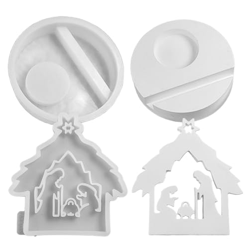 SVCEQZE Krippen Formen Kunsthandwerk Zur Gestaltung Von Weihnachtsdekoration | Weihnachtskrippen Figuren Silicone Form,Vielseitiger Bastelbedarf Für Seifenherstellung Und DIY Projekte Inklusive von SVCEQZE