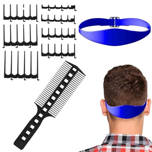 SVCEQZE Vorlage zum Rasieren des Ausschnitts | für Haarschneidemaschinen,Friseur-Haarschneideset, Silikon-Haarband-Schablone, 7 Kammzähne-Zubehör und Kamm-Haarstyling-Werkzeug von SVCEQZE