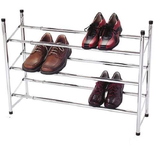 SVE Stapelbarer Schuhschrank mit 3 Ebenen aus verchromtem Metall von SVE