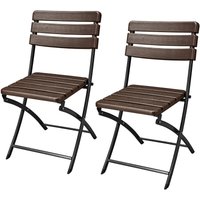 2er Set Balkonstuhl in Holzoptik klappbar Gartenstuhl Bistro Set Outdoor Braun - Svita von SVITA