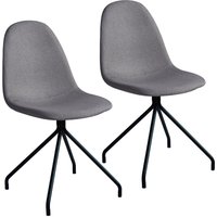 2er Set Esszimmerstühle Metallbeine Polsterstuhl Polyester Hellgrau - Svita 2er Set Esszimmerstühle Metallbeine Polsterstuhl Polyester Hellgrau - Svita von SVITA