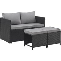 Athina Sitzgruppe Outdoor Gartenmöbel Set Balkonmöbel Polyrattan Schwarz - Svita von SVITA