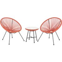 Bali Balkon Möbel Set Lounge Garnitur Relax Egg-Chair Flecht-Design Orange Terracotta - Svita von SVITA
