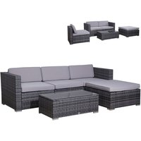 California Polyrattan Lounge Rattan Set Sofa Garnitur Gartenmöbel Grau - Svita von SVITA