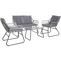 Capri Balkonmöbel-Set Polyrattan Sitzgruppe Outdoor 4-tlg. Gartenlounge Hellgrau/Dunkelgrau - Svita Capri Balkonmöbel-Set Polyrattan Sitzgruppe Outdoor 4-tlg. Gartenlounge Hellgrau/Dunkelgrau - Svita von SVITA
