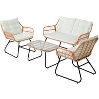 Capri Balkonmöbel-Set Polyrattan Sitzgruppe Outdoor 4-tlg. Gartenlounge Natur - Svita von SVITA