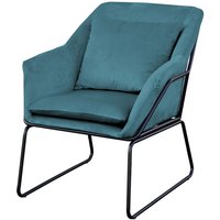 Svita - josie Loungesessel gepolstert mit Armlehne Metallgestell Samtbezug Petrol von SVITA