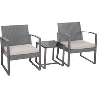 Lois l Poly Rattan Sitzgruppe Gartenmöbel Garnitur Tisch Sessel Set Grau - Svita von SVITA