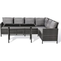 Madison Rattan-Lounge Ecksofa Rattan-Lounge Gartenmöbel-Set Garnitur Grau - Svita von SVITA
