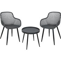 Philly Sitzgruppe Balkonmöbel Set 3 teilig Grau/Schwarz - Svita von SVITA