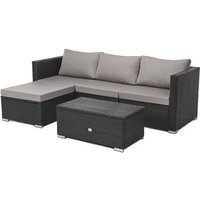 Poly-Rattan Lounge queens Sofa Gartenset Garnitur Gartenmöbel Schwarz Set - Svita von SVITA