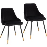 SVITA ALICE 2er Set Esszimmerstühle Polsterstuhl Stuhl mit Rückenlehne Samt Schwarz Gold von SVITA