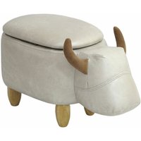 SVITA ANIMAL STORAGE Kinderhocker Hocker mit Stauraum gepolstert Hellbraun Stier von SVITA