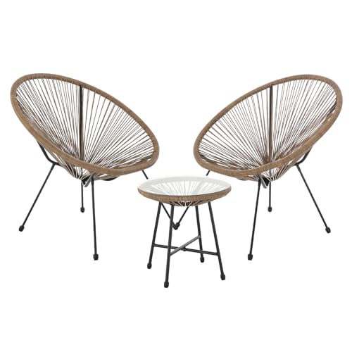 SVITA Bali Balkon-Möbel 3-TLG. Polyrattan Lounge-Set Balkon-Set Braun von SVITA