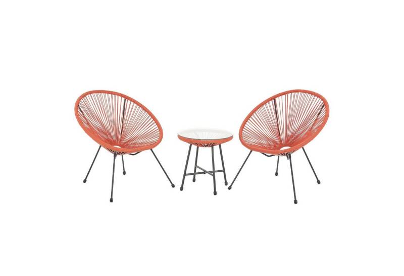 SVITA Balkonset BALI, (Set, Set aus 2x Sessel, 1x Tisch), Gartenmöbel-Set, Balkonmöbel, Terrasse, Polyrattan, Terracotta von SVITA