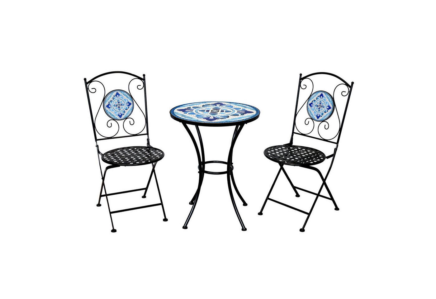 SVITA Balkonset Bistro-Set Mosaik, (Set, 3-tlg., Tisch mit 2 Stühlen), klappbare Stühle, Mosaik-Tischplatte von SVITA