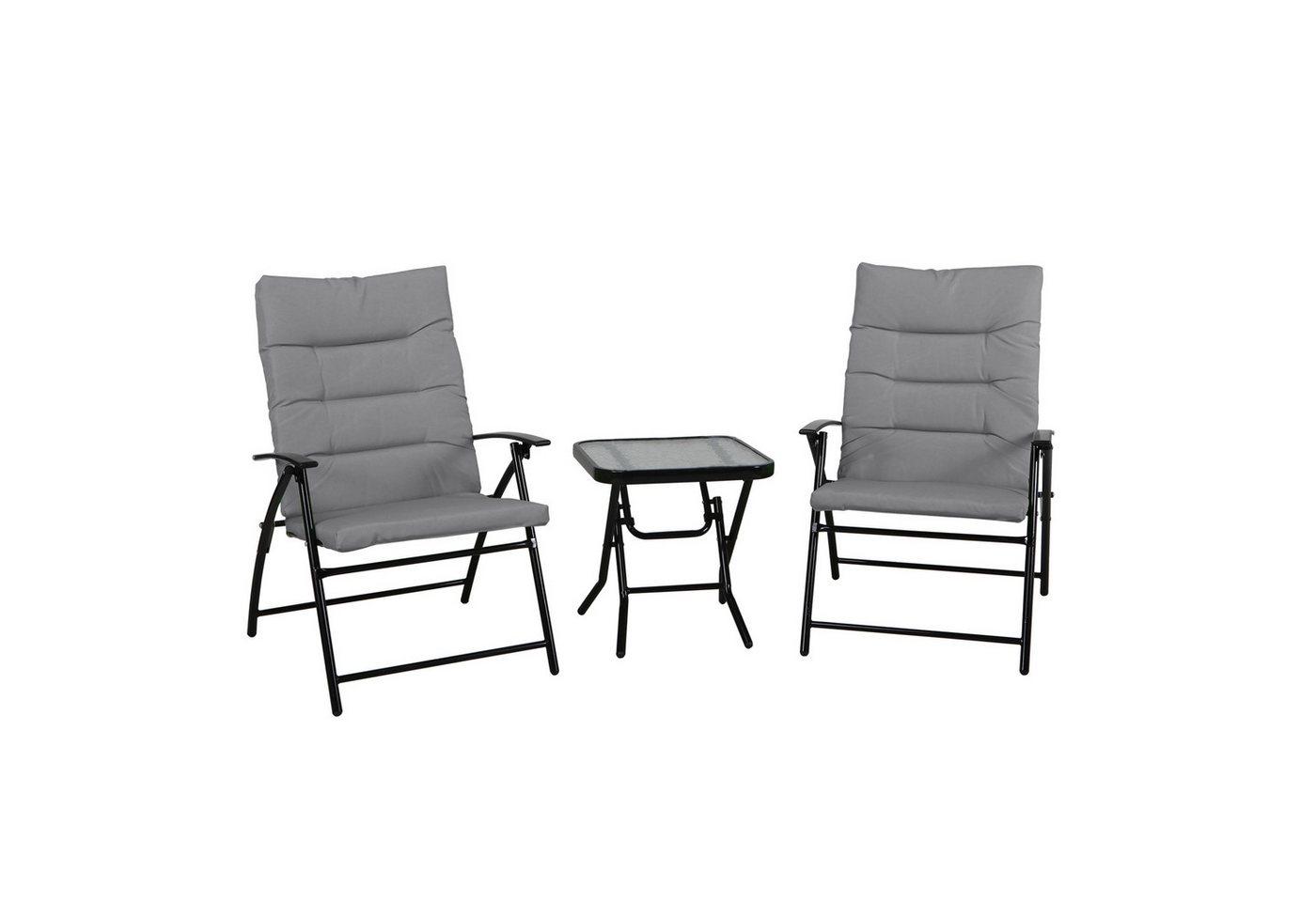 SVITA Balkonset VENTURA, (3-teilig, 2 Stühle, 1 Tisch), gepolstert, Klappstühle, Klapptisch, Camping-Möbel, Metall, Dunkelgrau von SVITA