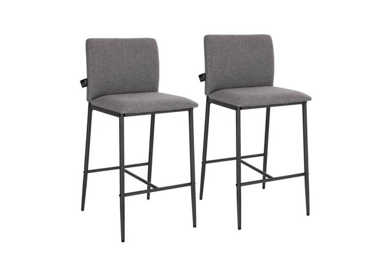 SVITA Barhocker ERIK (Set, 2er-Set), Hohes Komfort, Rückenlehne, Fußstütze, Leinen-Optik, Minimalismus von SVITA