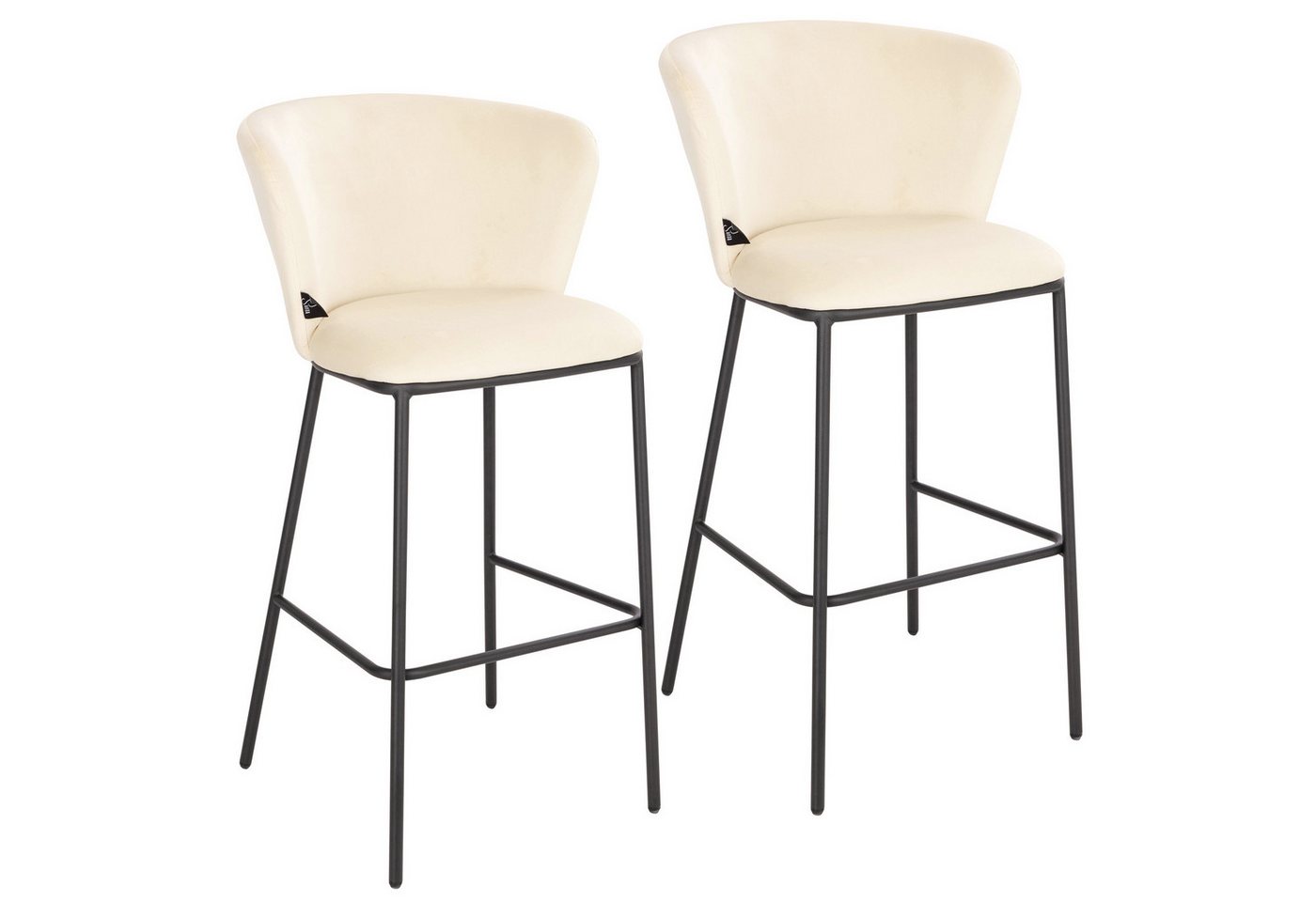 SVITA Barhocker KATE (2er-Set, 2er Set), Rückenlehne,Fußstütze, Tresenstuhl, Küchenhocker, Samt, Beige von SVITA