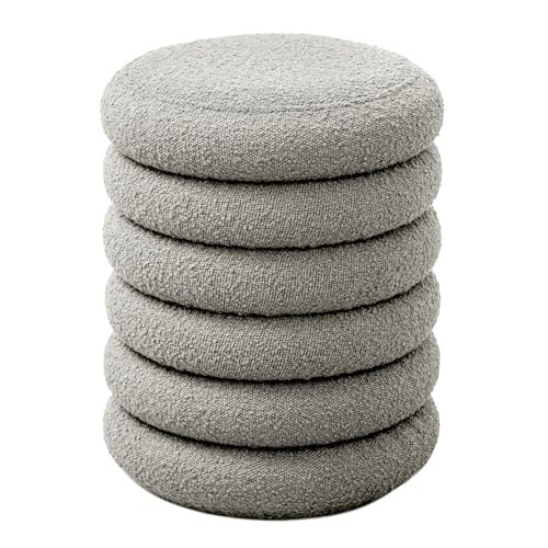 SVITA Blossom XS Hocker mit Stauraum Sitzhocker Ottomane Aufbewahrungsbox Polstersitz Fußhocker Boucle-Polster Hellgrau von SVITA