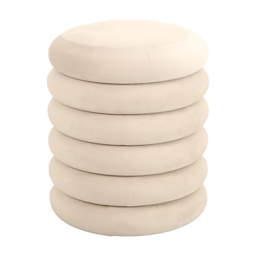SVITA Blossom XS Hocker mit Stauraum Sitzhocker Ottomane Aufbewahrungsbox Polstersitz Fußhocker Samt Beige von SVITA