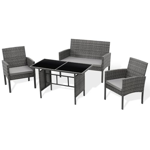 SVITA Brooklyn XL Polyrattan Essgruppe Lounge Garnitur Gartenmöbel Set Esstisch von SVITA