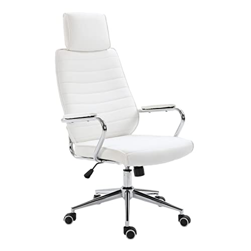 SVITA Bürostuhl mit Kopfstütze Chefsessel Schreibtischstuhl Drehstuhl (Weiß) von SVITA