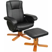 SVITA Charles Relaxsessel Hocker Sessel Fernsehsessel Drehsessel Holz Kunstleder Schwarz von SVITA