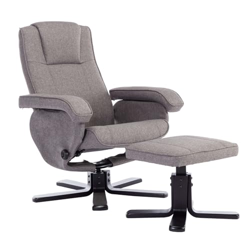 SVITA Charles Relaxsessel Hocker Sessel Fernsehsessel Drehsessel Polyester Holz Grau von SVITA