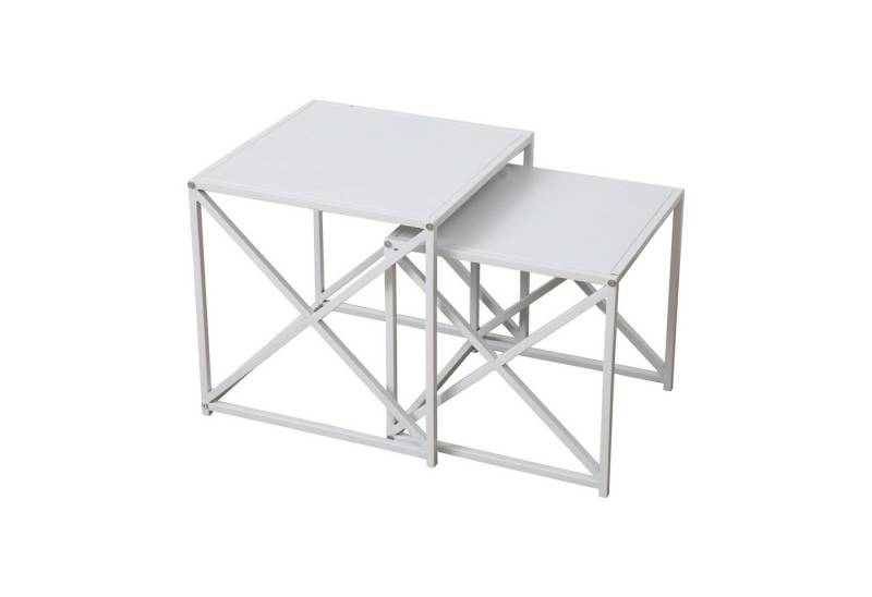 SVITA Couchtisch GEMO (2er Set), Sofatisch, Couchtisch, Nachttisch, Metall, Weiß von SVITA