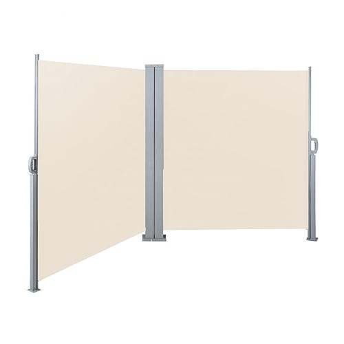 SVITA Doppelseitenmarkise ausziehbar freistehend Sichtschutz 600x160 cm Beige von SVITA