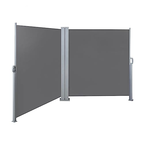 SVITA Doppelseitenmarkise ausziehbar freistehend Sichtschutz 600x180 cm Hellgrau von SVITA