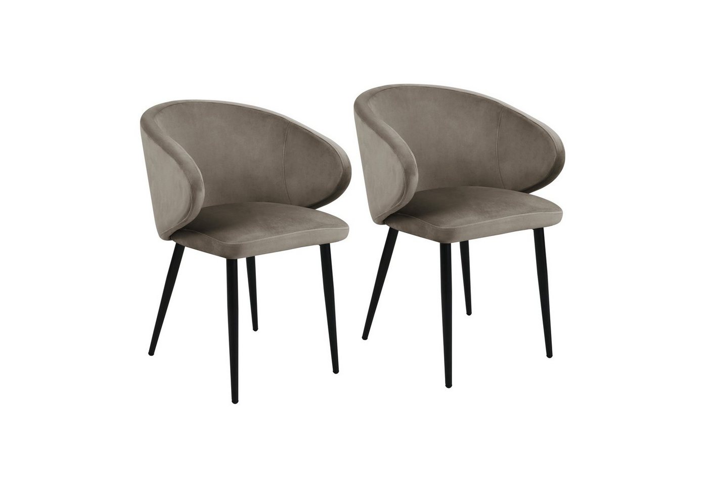 SVITA Esszimmerstuhl AUDREY (2er-Set), Küchenstühle, Metallbeine, Samtbezug, Taupe von SVITA