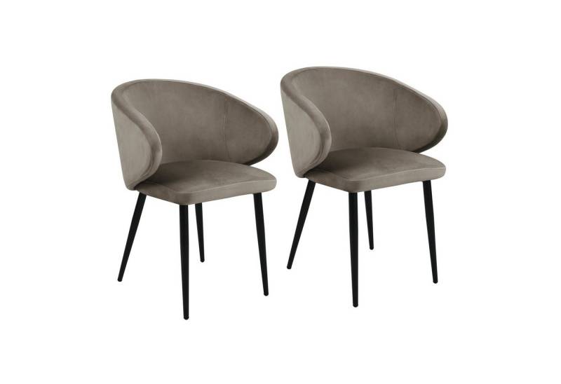 SVITA Esszimmerstuhl AUDREY (2er-Set), Küchenstühle, Metallbeine, Samtbezug, Taupe von SVITA